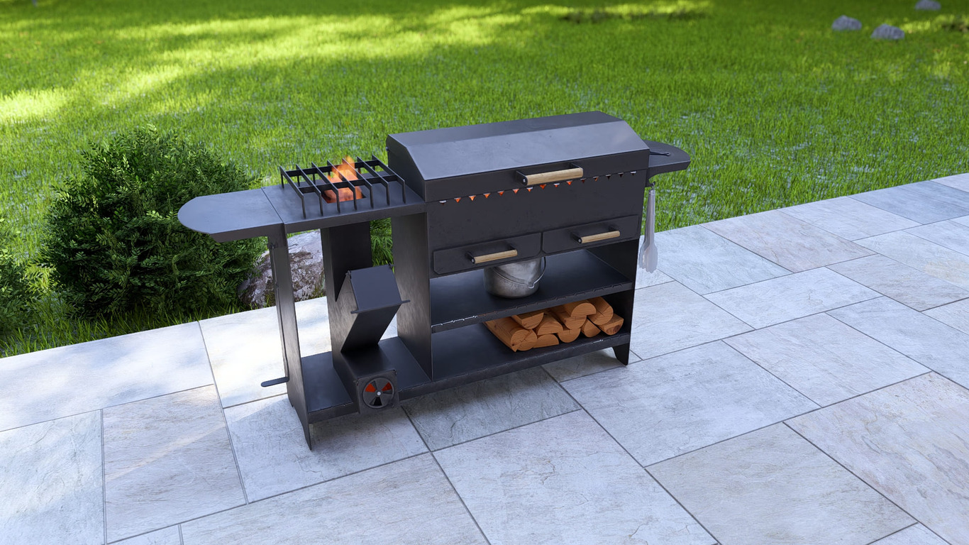 BBQ Grill with Rocket Stove & Pizza Oven. DXF, SVG files for plasma, laser cutting. Фото 5