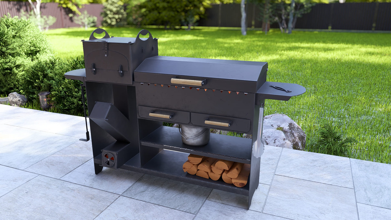 BBQ Grill with Rocket Stove & Pizza Oven. DXF, SVG files for plasma, laser cutting. Фото 6