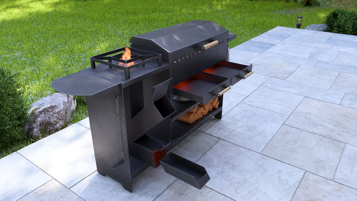 BBQ Grill with Rocket Stove & Pizza Oven. DXF, SVG files for plasma, laser cutting. Фото 7