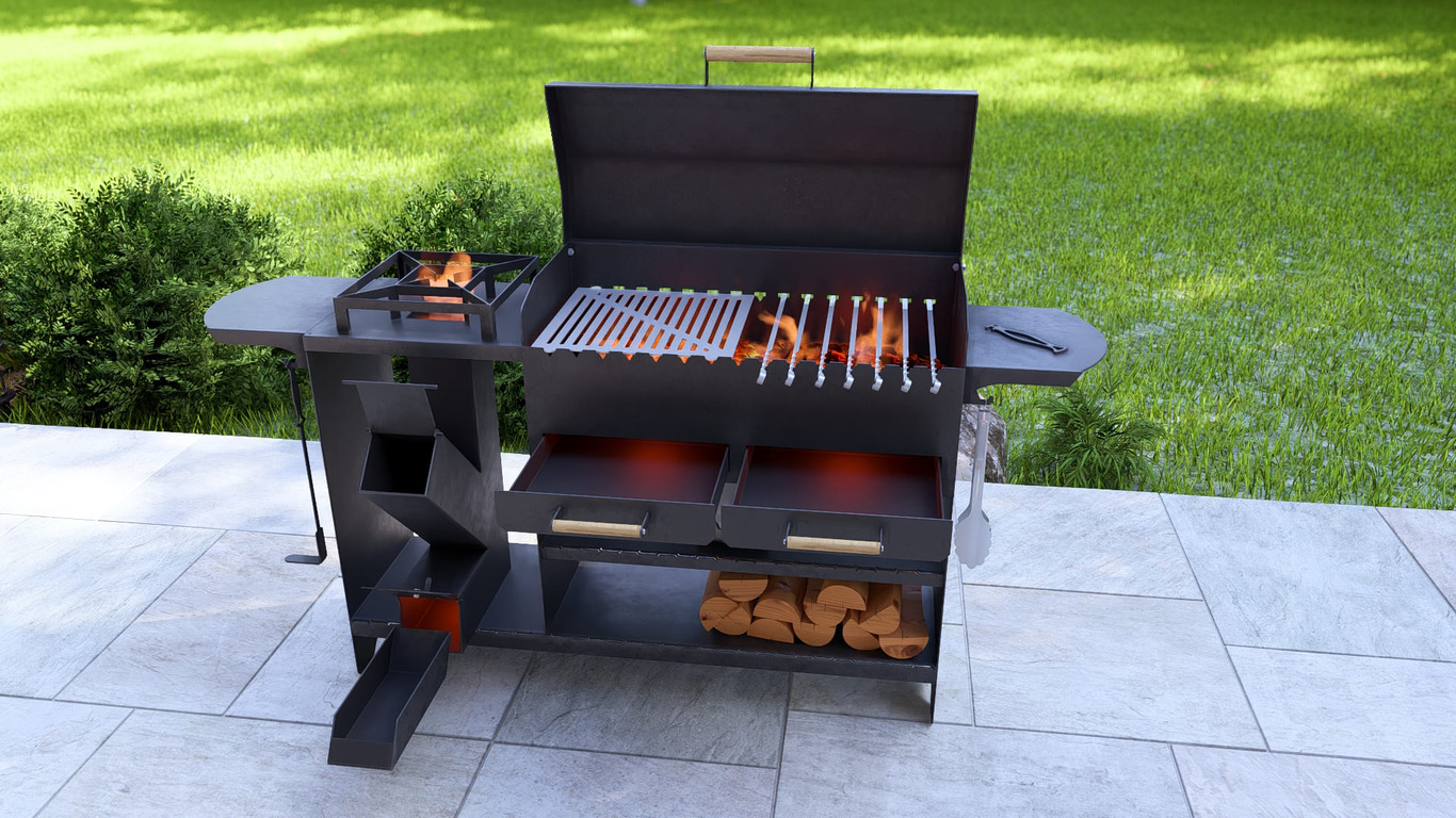 BBQ Grill with Rocket Stove & Pizza Oven. DXF, SVG files for plasma, laser cutting. Фото 8