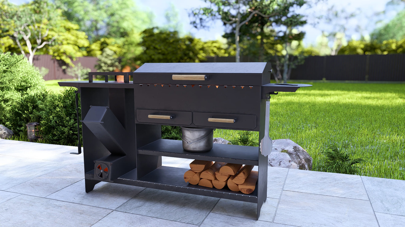 BBQ Grill with Rocket Stove & Pizza Oven. DXF, SVG files for plasma, laser cutting. Фото 10