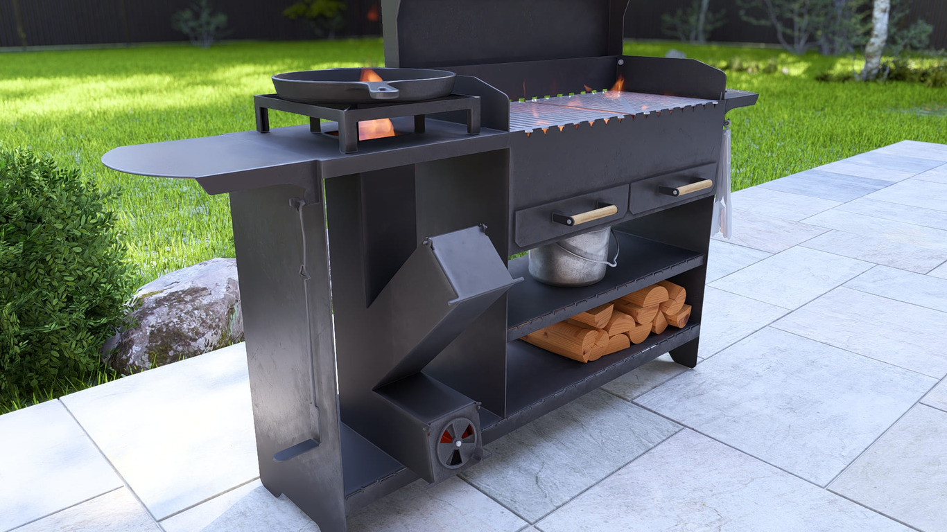 BBQ Grill with Rocket Stove & Pizza Oven. DXF, SVG files for plasma, laser cutting. Фото 9