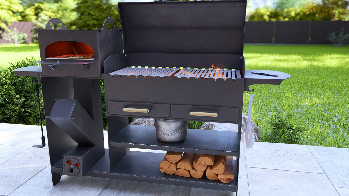 BBQ Grill with Rocket Stove & Pizza Oven. DXF, SVG files for plasma, laser cutting. Фото 11
