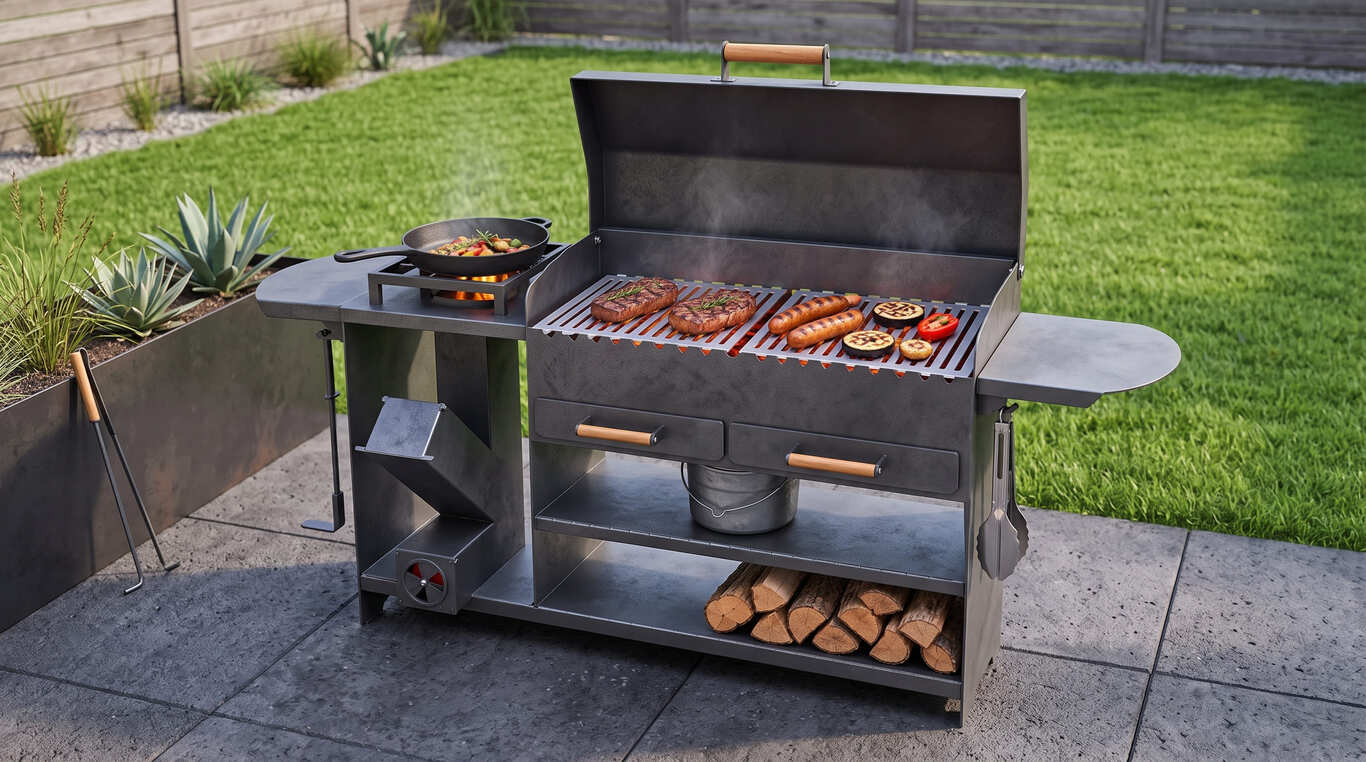BBQ Grill with Rocket Stove & Pizza Oven. DXF, SVG files for plasma, laser cutting. Фото 2