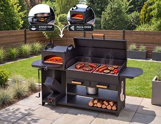 BBQ Grill with Rocket Stove & Pizza Oven. DXF, SVG files for plasma, laser cutting