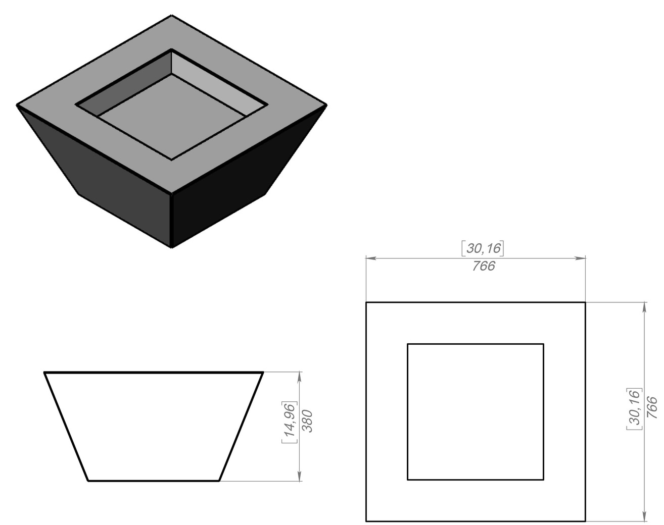 Чаша для огня квадратная Four-sided. DXF, SVG файлы для лазерной, плазменной резки. Фото 9