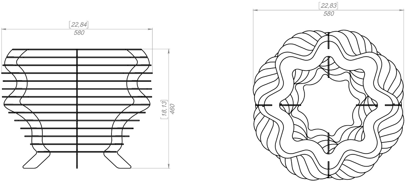Segmental Twisted Fire Pit. DXF, SVG files for laser, plasma cutting. Фото 9