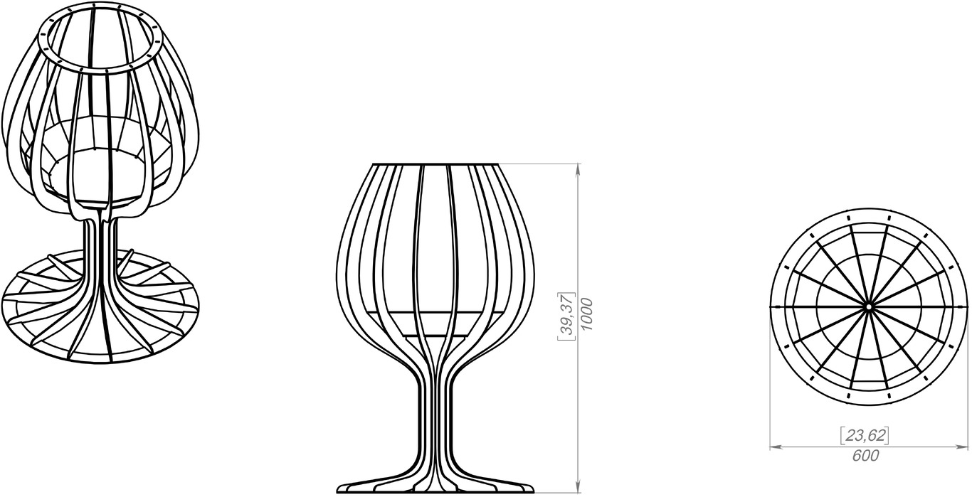 Wine glass 39" Fire Pit. DXF, SVG files for laser, plasma cutting. Фото 9