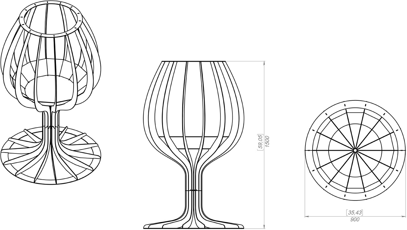 Wine glass 59" Fire Pit. DXF, SVG files for laser, plasma cutting. Фото 9