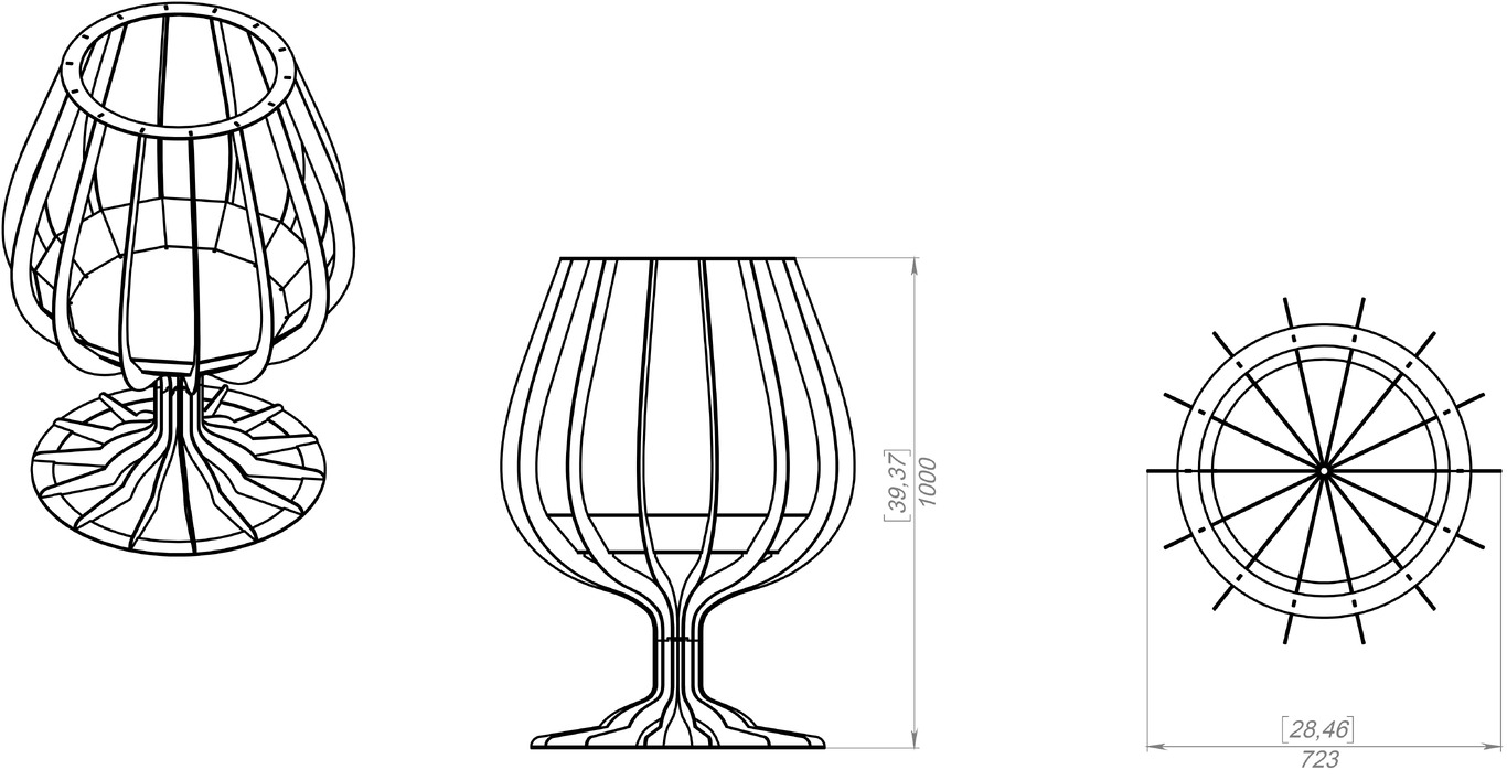 Cognac, Brandy Glass Fire Pit. DXF, SVG files for laser, plasma cutting. Фото 9