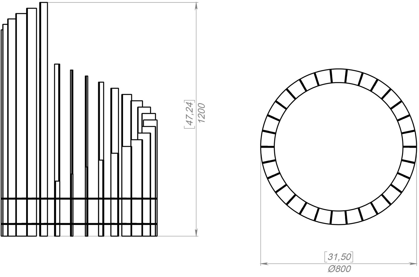 Twisted High Fire Pit (31,5" Diameter). DXF, SVG files for laser, plasma cutting. Фото 10