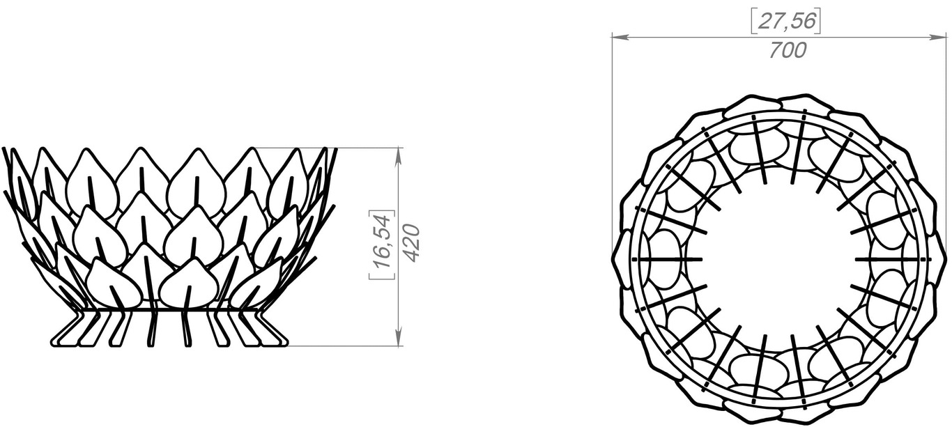 Leaves Scales Fire Pit (28" Diameter). DXF, SVG files for laser, plasma cutting. Фото 10