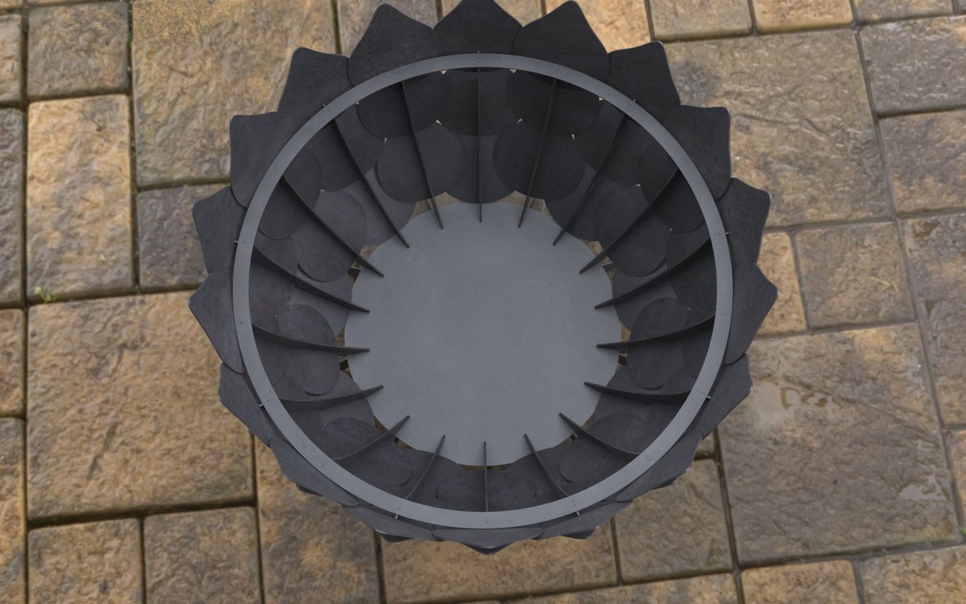Leaves Scales Fire Pit (28" Diameter). DXF, SVG files for laser, plasma cutting. Фото 9