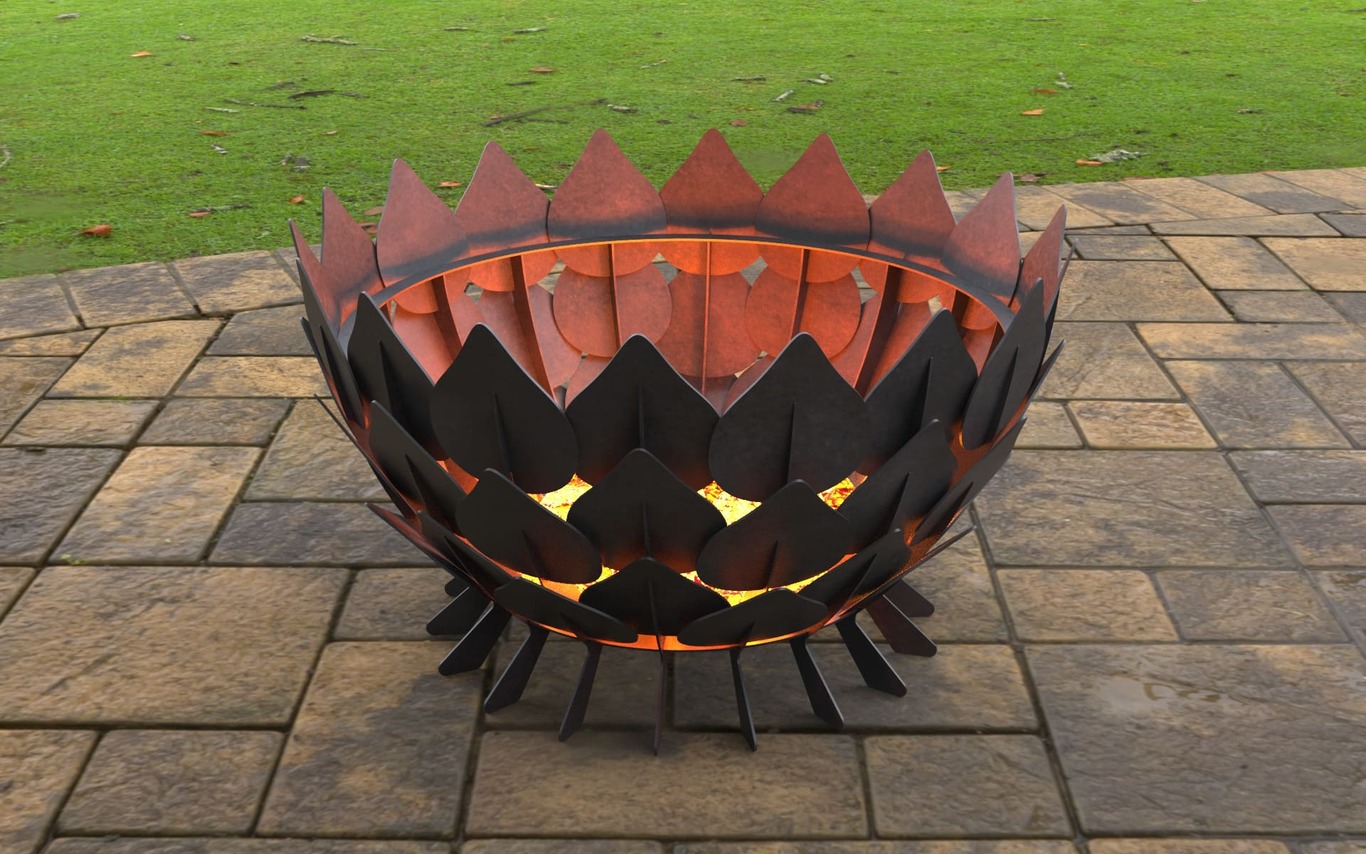 Leaves Scales Fire Pit (35" Diameter). DXF, SVG files for laser, plasma cutting. Фото 5