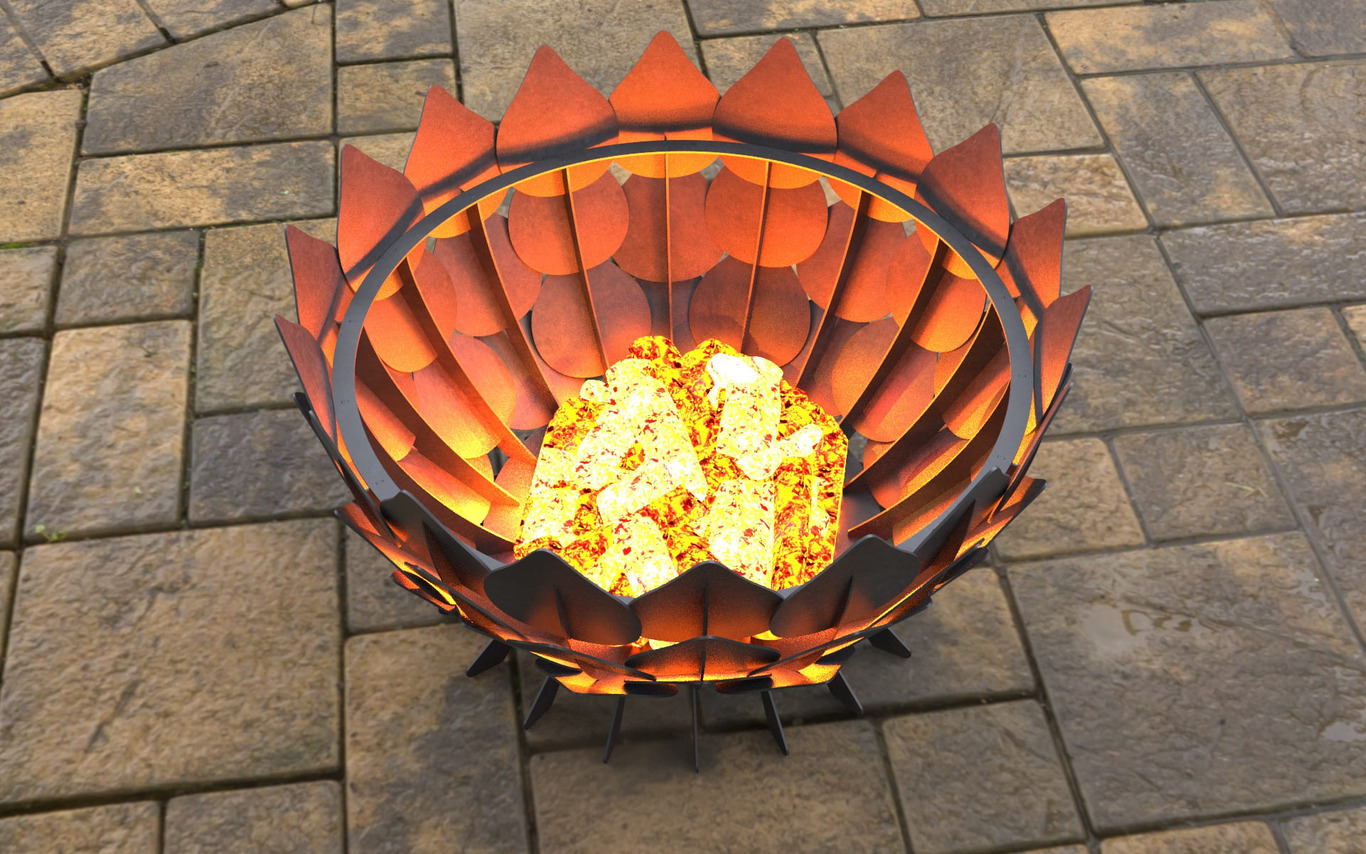 Leaves Scales Fire Pit (35" Diameter). DXF, SVG files for laser, plasma cutting. Фото 6