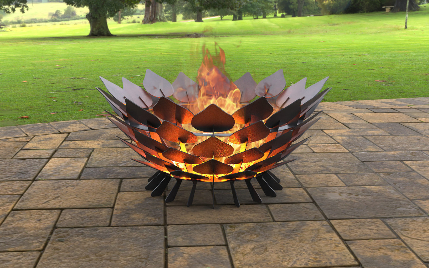 Open Leaves Scales Fire Pit (28" Diameter). DXF, SVG files for laser, plasma cutting. Фото 3