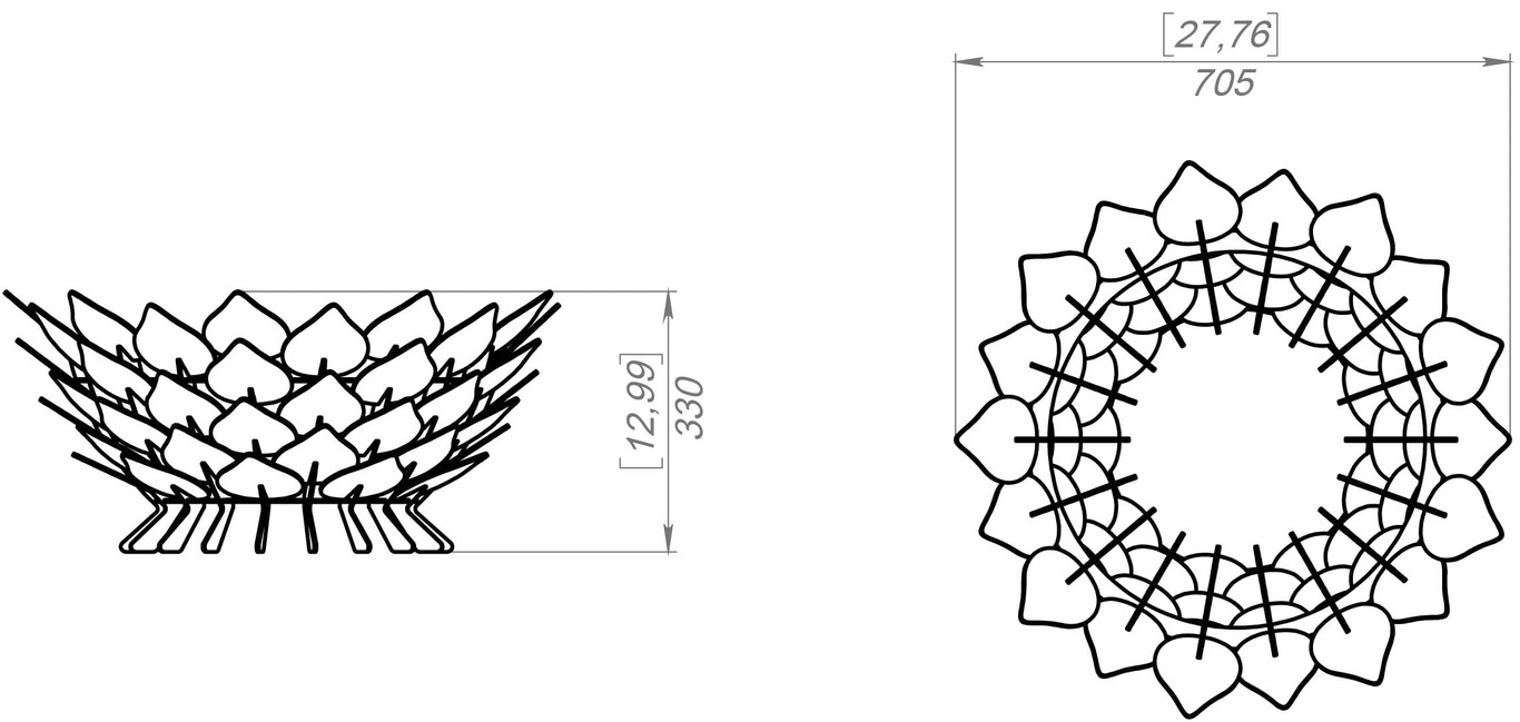 Open Leaves Scales Fire Pit (28" Diameter). DXF, SVG files for laser, plasma cutting. Фото 10