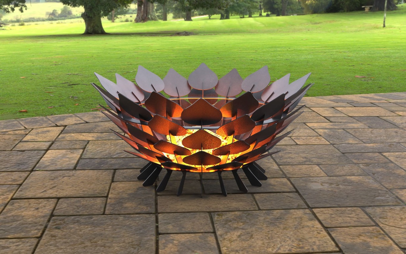 Open Leaves Scales Fire Pit (28" Diameter). DXF, SVG files for laser, plasma cutting. Фото 5