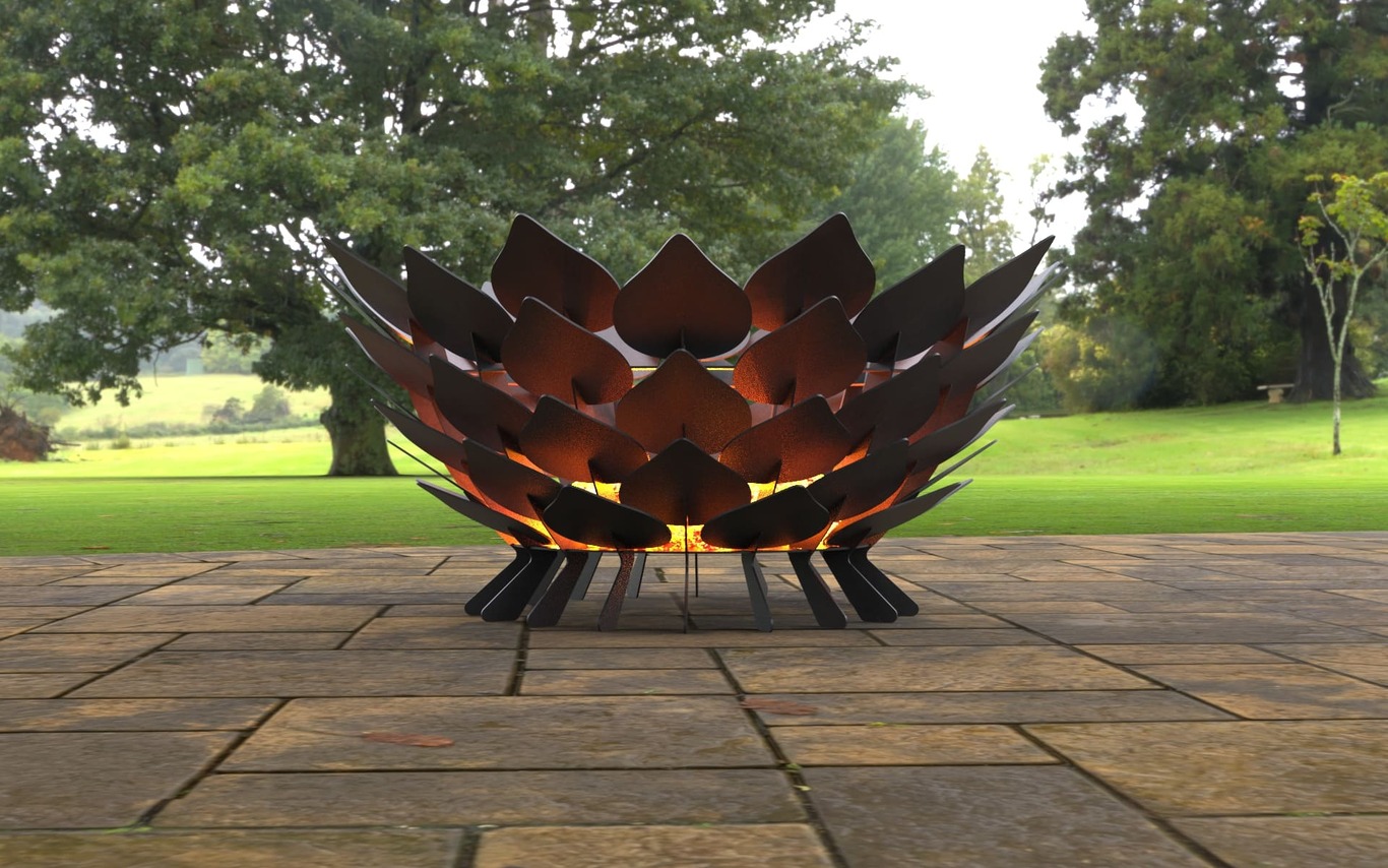 Open Leaves Scales Fire Pit (28" Diameter). DXF, SVG files for laser, plasma cutting. Фото 4