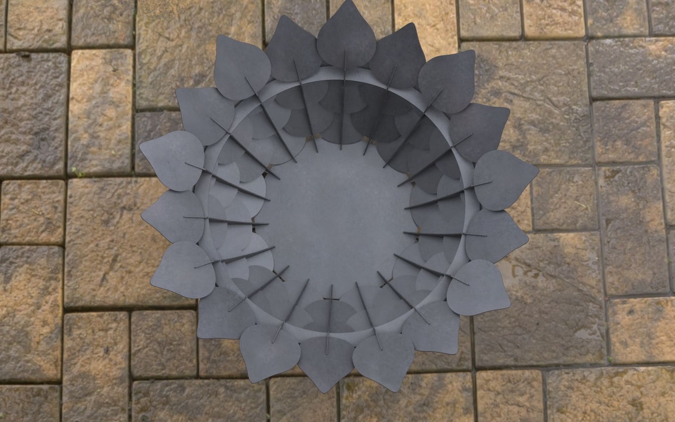 Open Leaves Scales Fire Pit (28" Diameter). DXF, SVG files for laser, plasma cutting. Фото 9