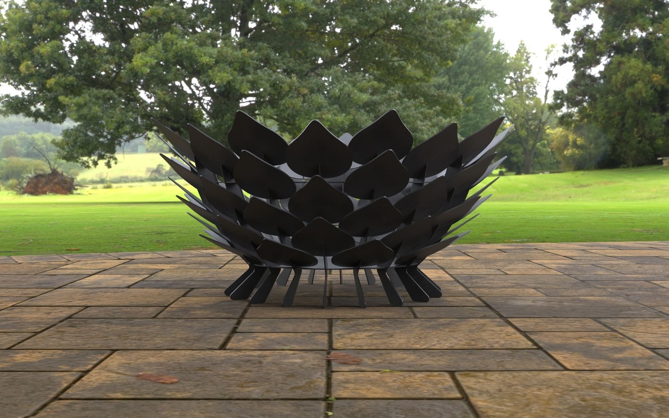 Open Leaves Scales Fire Pit (28" Diameter). DXF, SVG files for laser, plasma cutting. Фото 8