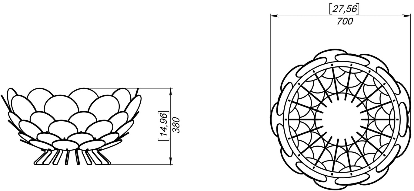 Round Scales Fire Pit (28" Diameter). DXF, SVG files for laser, plasma cutting. Фото 9