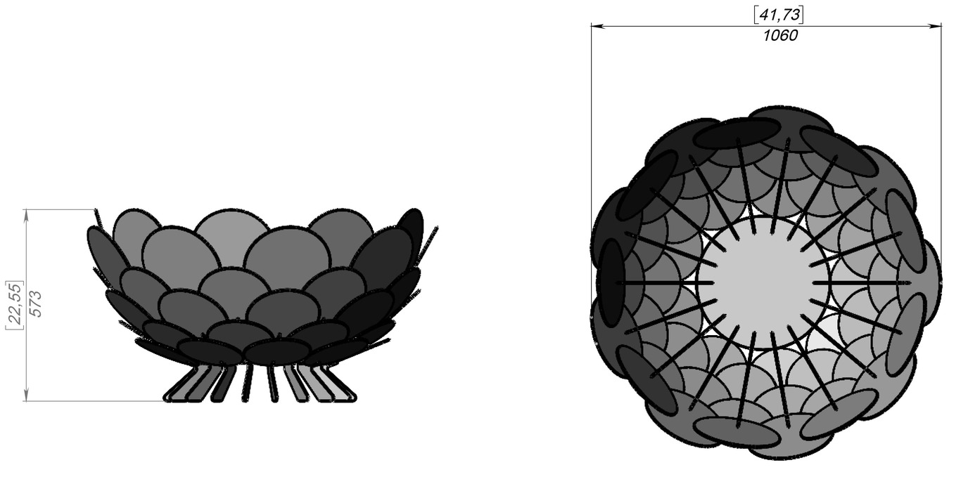 Brasero de escamas redondas (diámetro 1060 mm). Archivos DXF y SVG para corte láser y plasma. Фото 9
