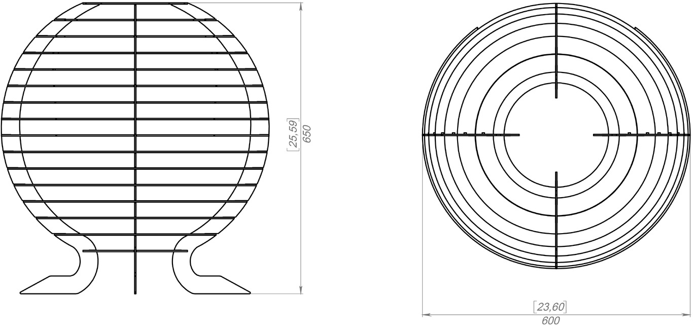 Braciere Sferico con Ritaglio. File DXF, SVG per taglio laser, plasma. Фото 10