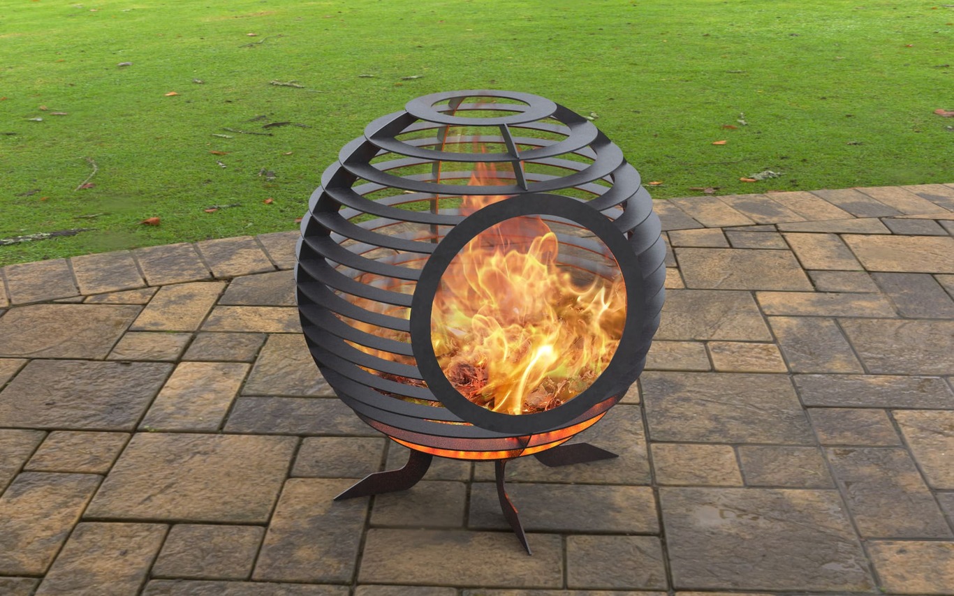 Sphere Ball Fire Pit with Round Hole. DXF, SVG files for laser, plasma cutting. Фото 2