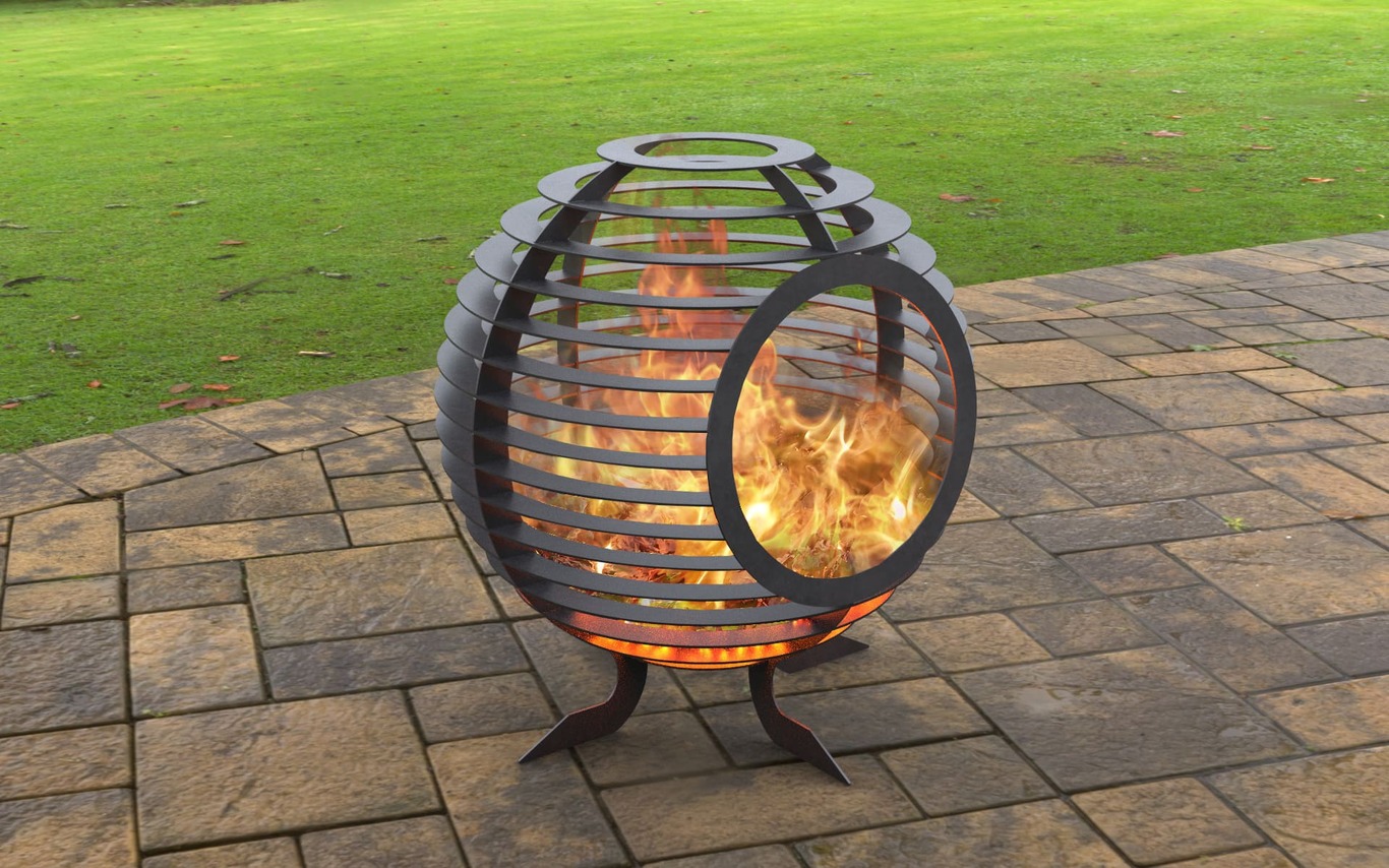 Sphere Ball Fire Pit with Round Hole. DXF, SVG files for laser, plasma cutting. Фото 3