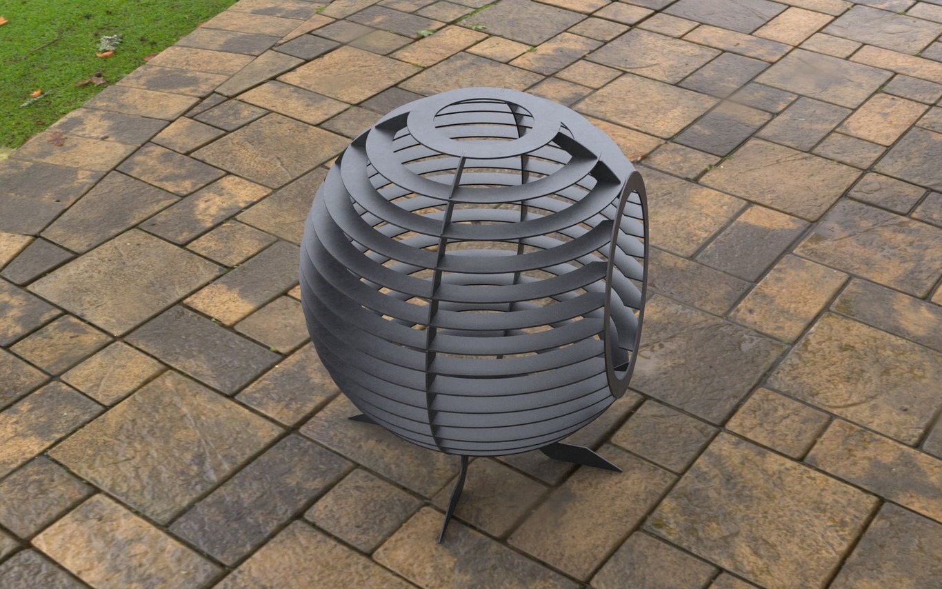 Sphere Ball Fire Pit with Round Hole. DXF, SVG files for laser, plasma cutting. Фото 6