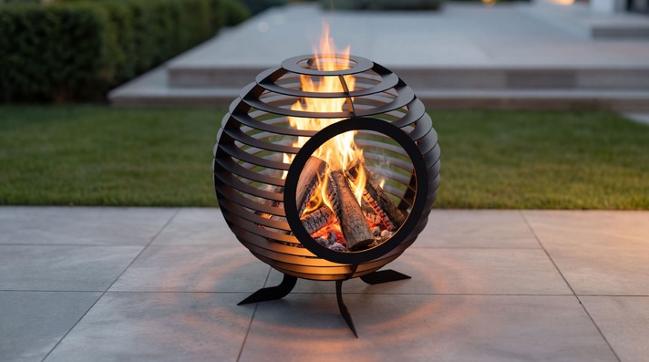 Sphere Ball Fire Pit with Round Hole. DXF, SVG files for laser, plasma cutting