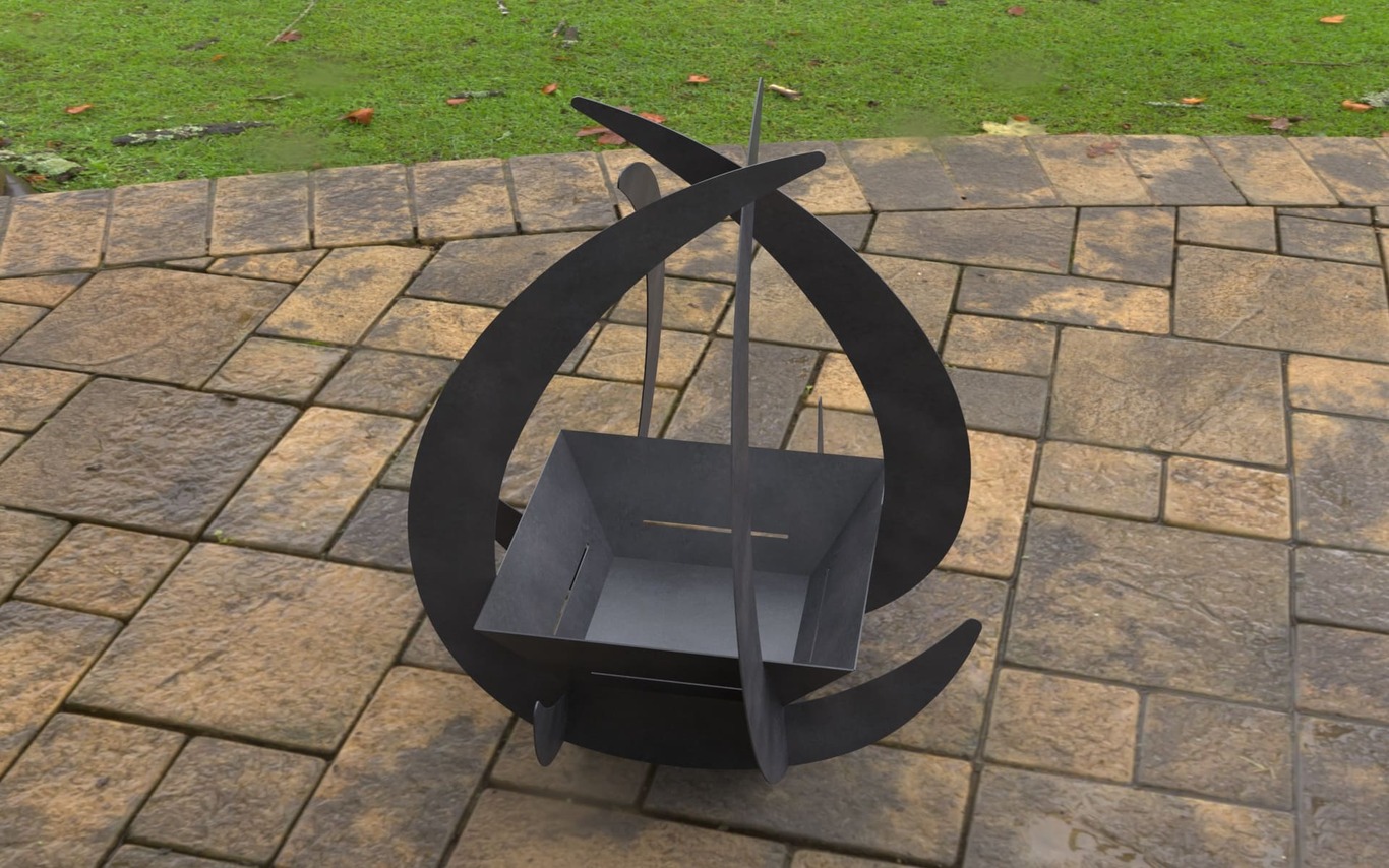 Drop Fire Pit with Square Base. DXF, SVG files for laser, plasma cutting. Фото 4