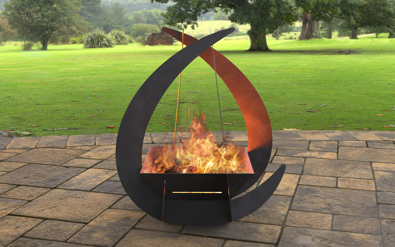 Drop Fire Pit with Square Base. DXF, SVG files for laser, plasma cutting. Фото 2