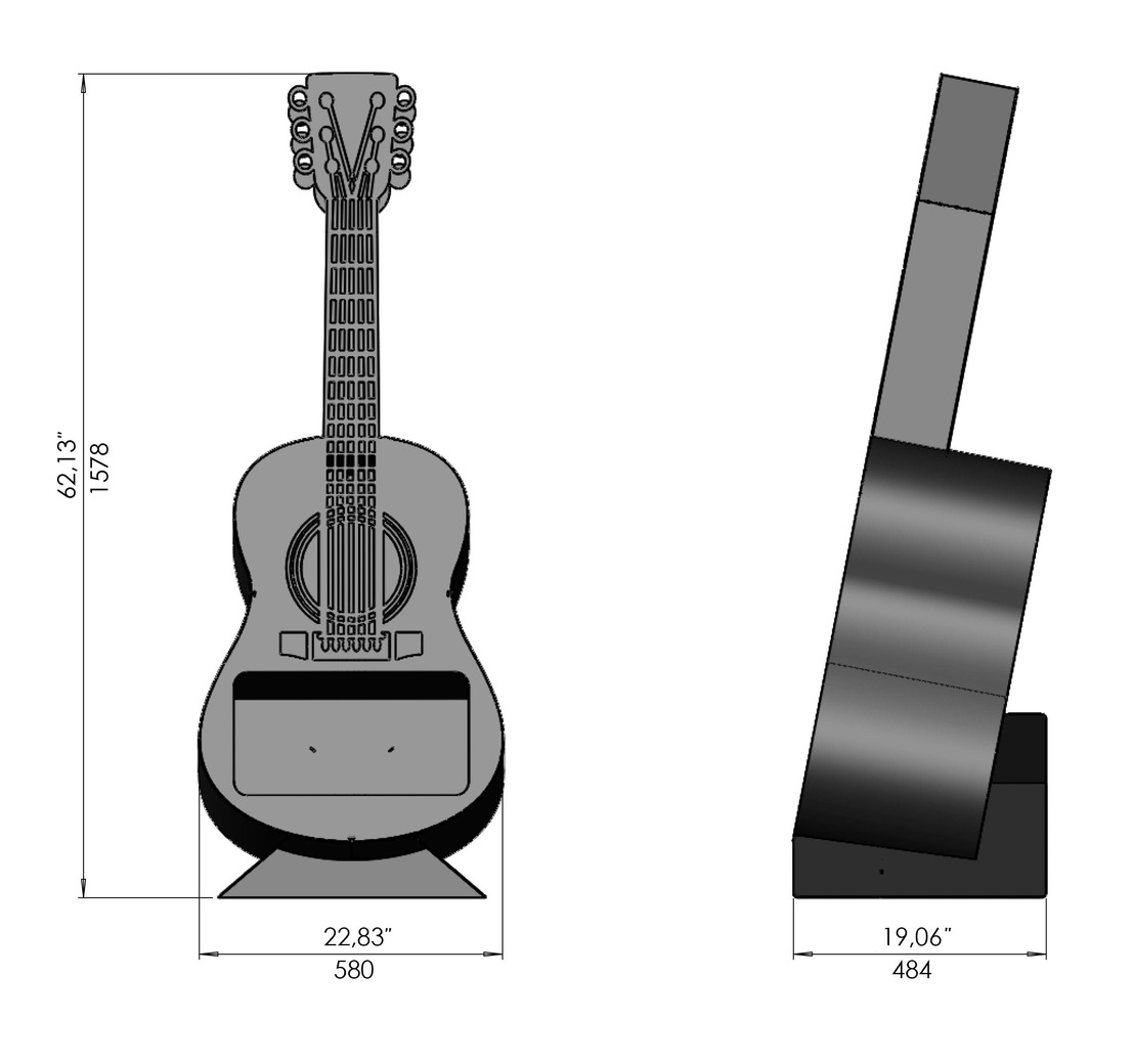Vatră de foc Chitară clasică 1050 mm. Fișiere DXF, SVG pentru tăiere cu laser, plasmă. Фото 11