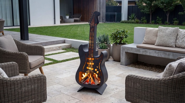 Vatră de foc Chitară electrică 1060 mm. Fișiere DXF, SVG pentru tăiere cu laser, plasmă