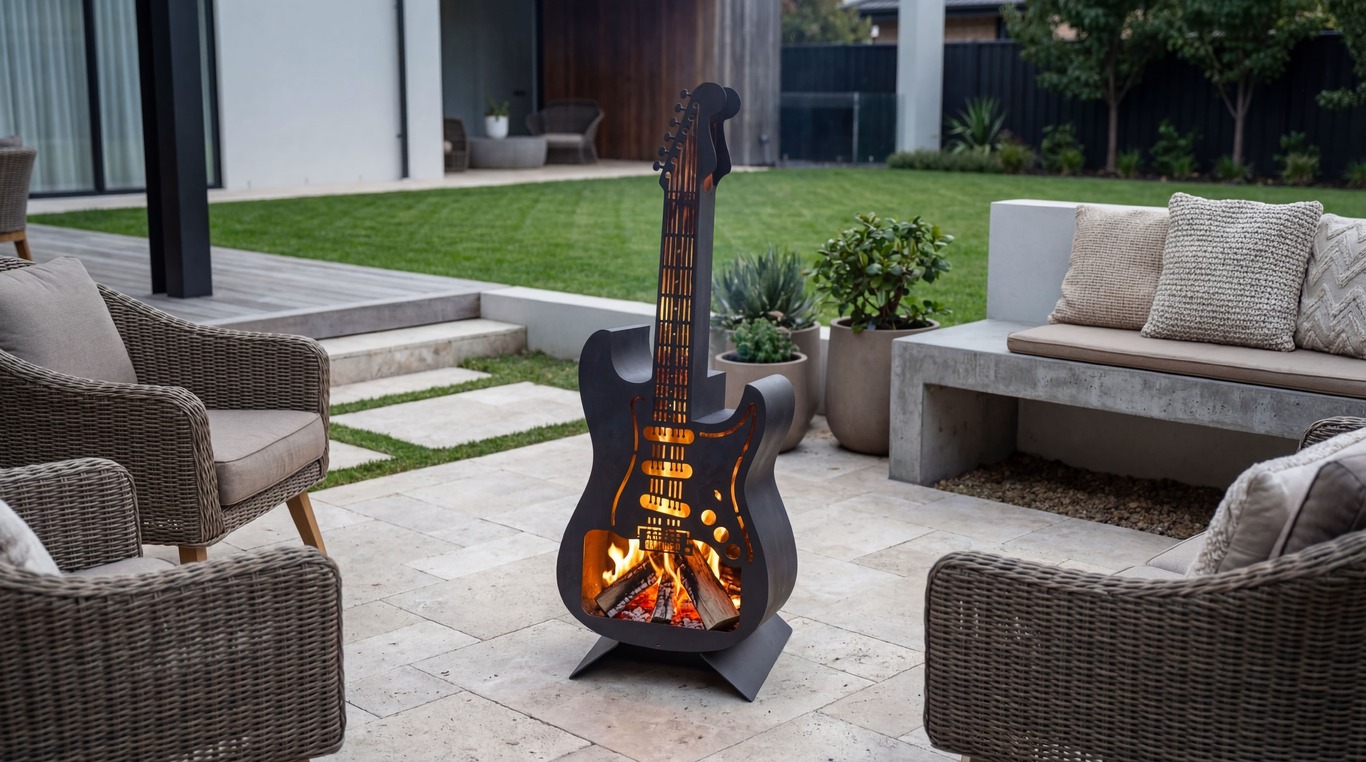 Vatră de foc Chitară electrică 1060 mm. Fișiere DXF, SVG pentru tăiere cu laser, plasmă