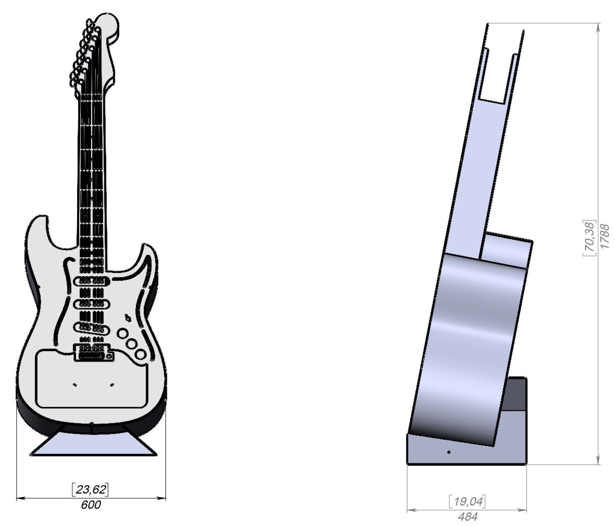 Vatră de foc Chitară electrică 1790 mm. Fișiere DXF, SVG pentru tăiere cu laser, plasmă. Фото 12