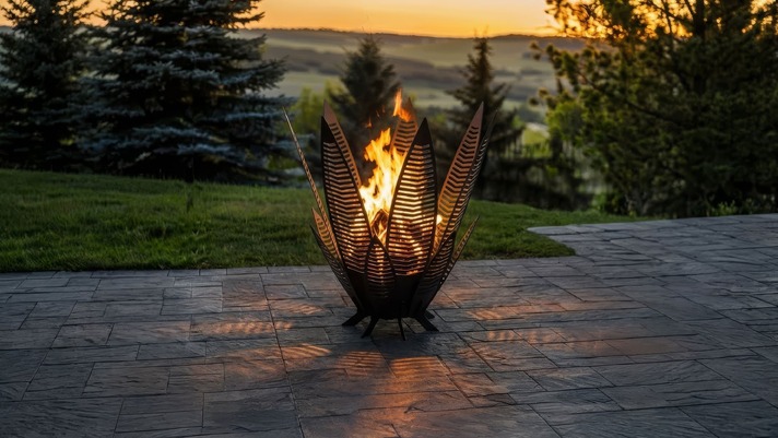 Long Leaves 42" Fire Pit. DXF, SVG files for laser, plasma cutting
