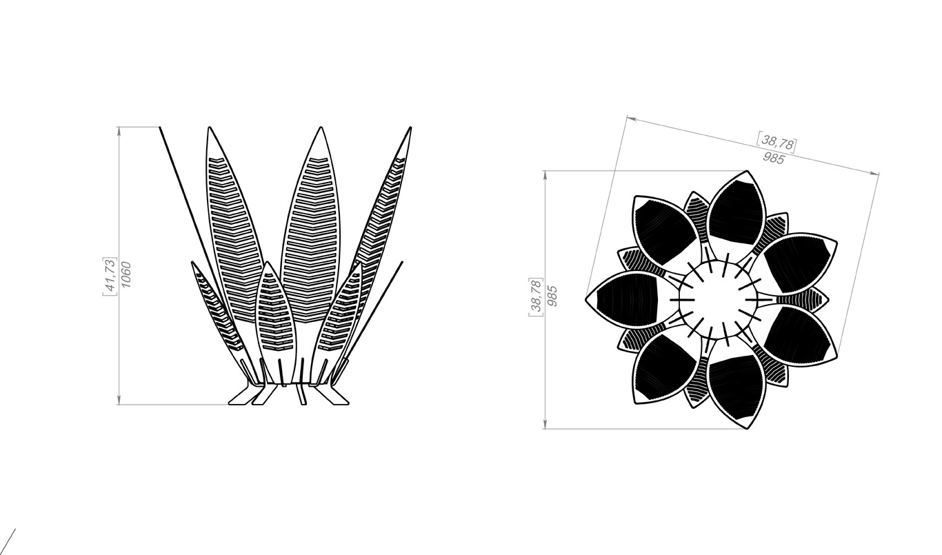 Long Leaves 42" Fire Pit. DXF, SVG files for laser, plasma cutting. Фото 11