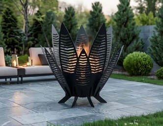 Vatră de foc Frunze lungi 755 mm. Fișiere DXF, SVG pentru tăiere cu laser, plasmă