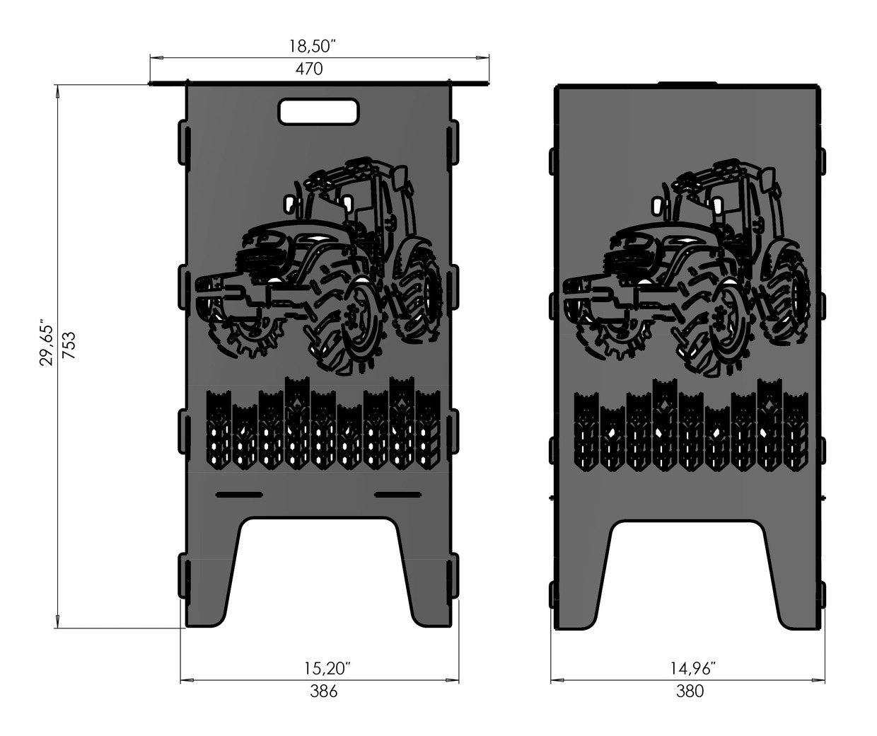 Tractor Fire Pit Grill. DXF files for laser, plasma cutting. Фото 7