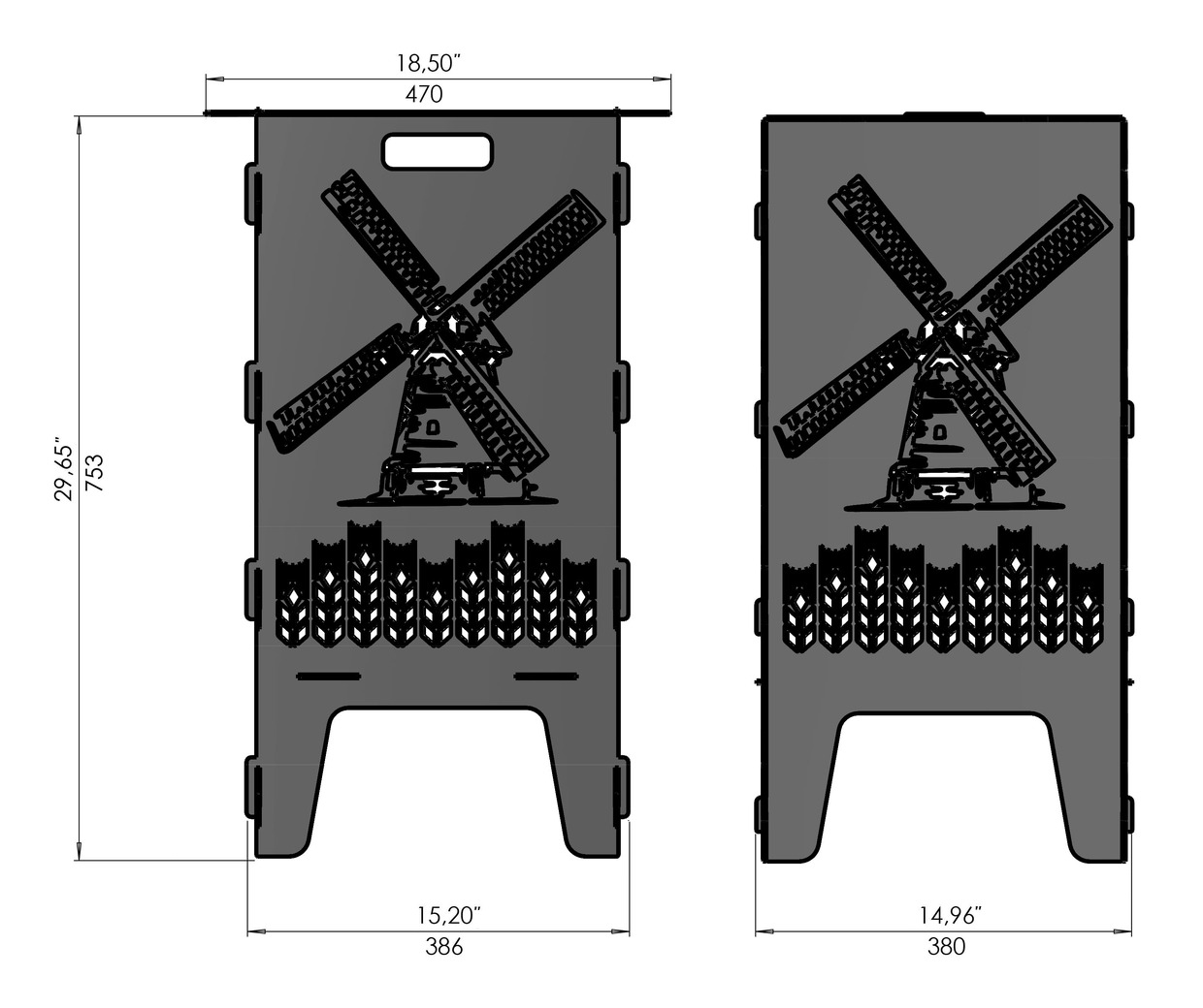 Mill Fire Pit Grill. DXF files for laser, plasma cutting. Фото 8