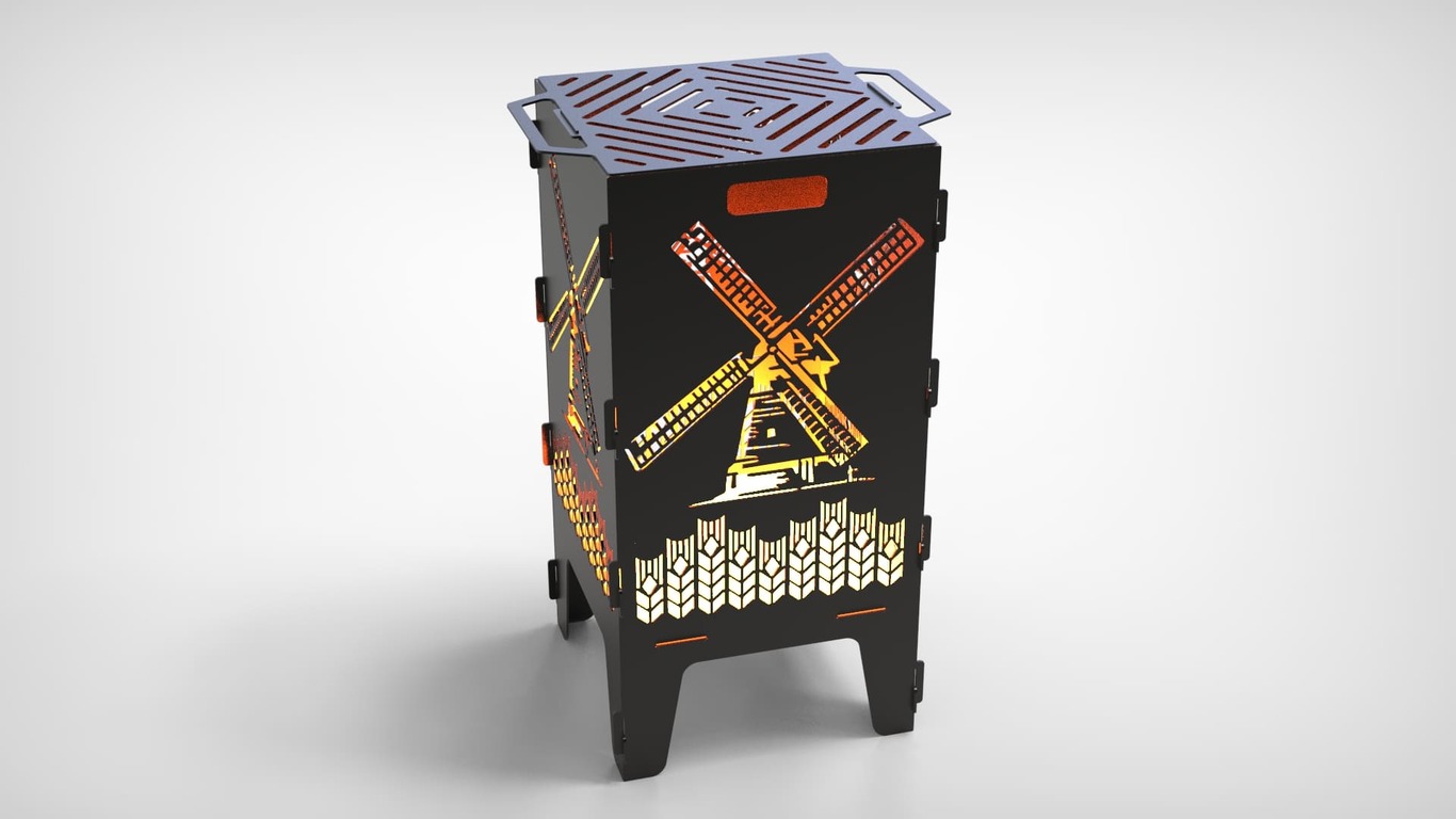 Mill Fire Pit Grill. DXF files for laser, plasma cutting. Фото 2