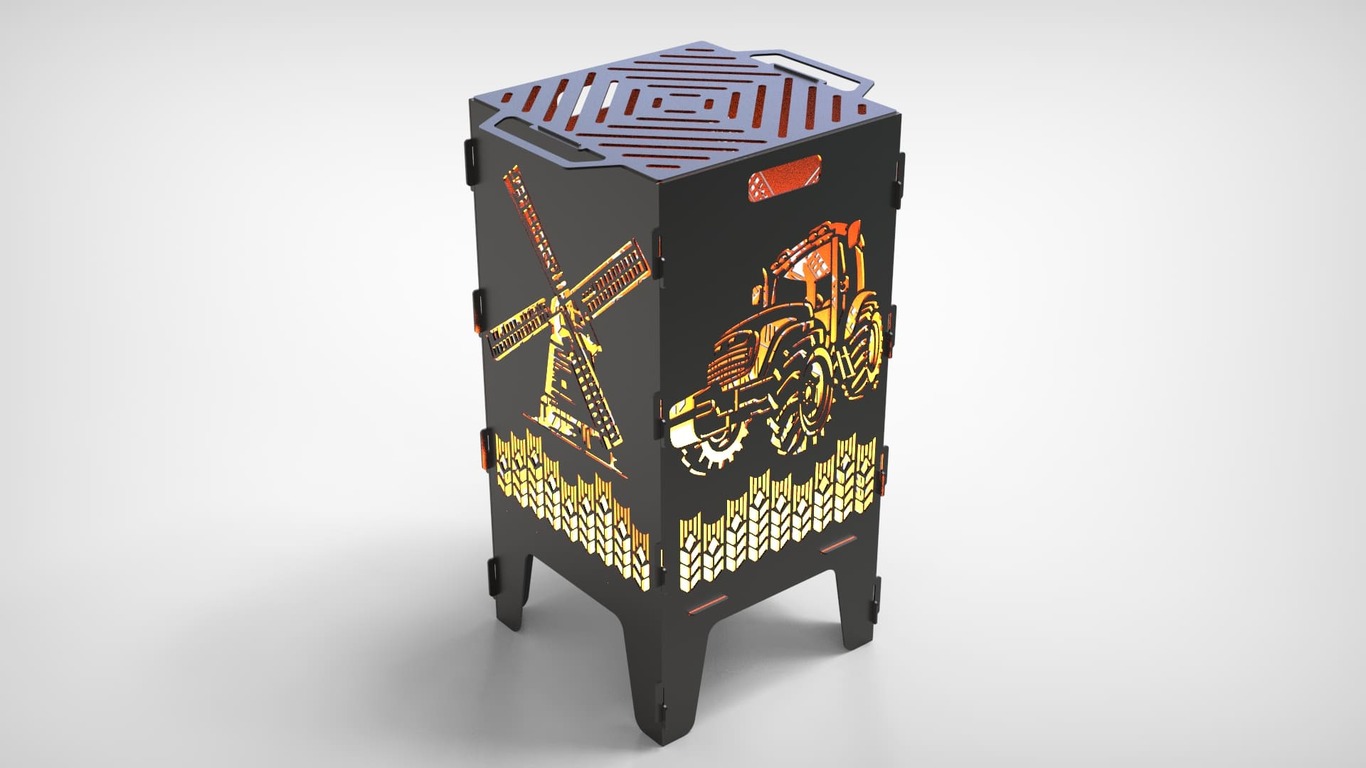 Tractor and Mill Fire Pit Grill. DXF files for laser, plasma cutting. Фото 3