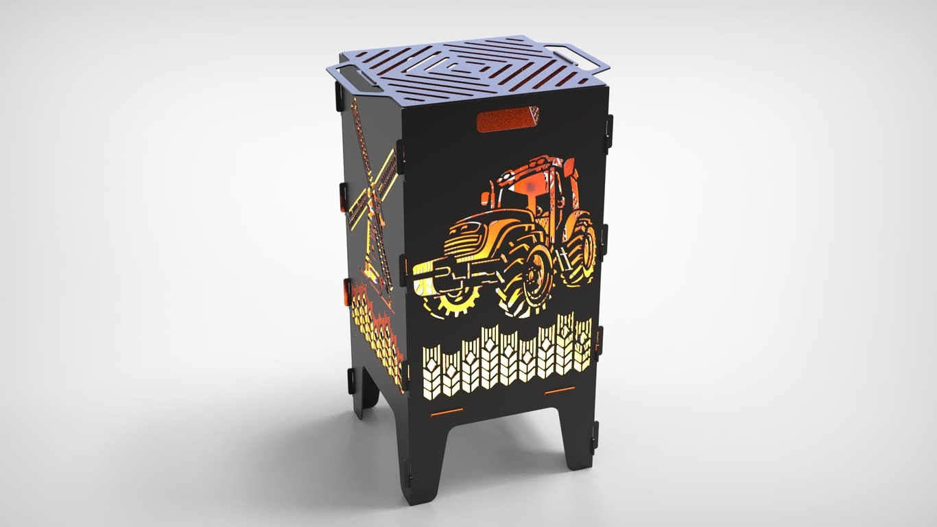 Tractor and Mill Fire Pit Grill. DXF files for laser, plasma cutting. Фото 4