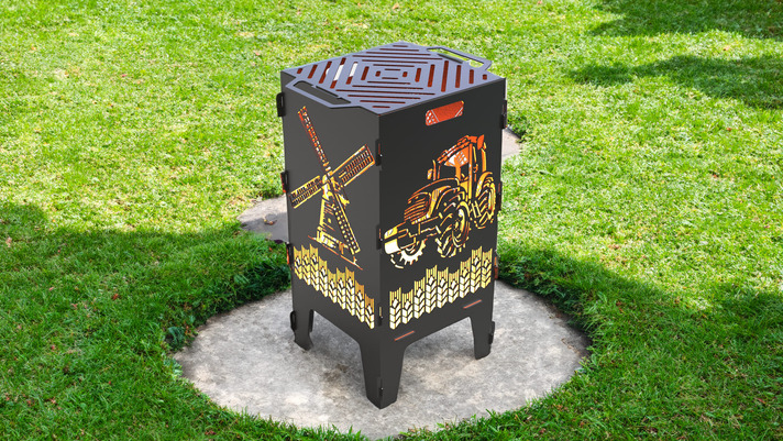 Tractor and Mill Fire Pit Grill. DXF files for laser, plasma cutting