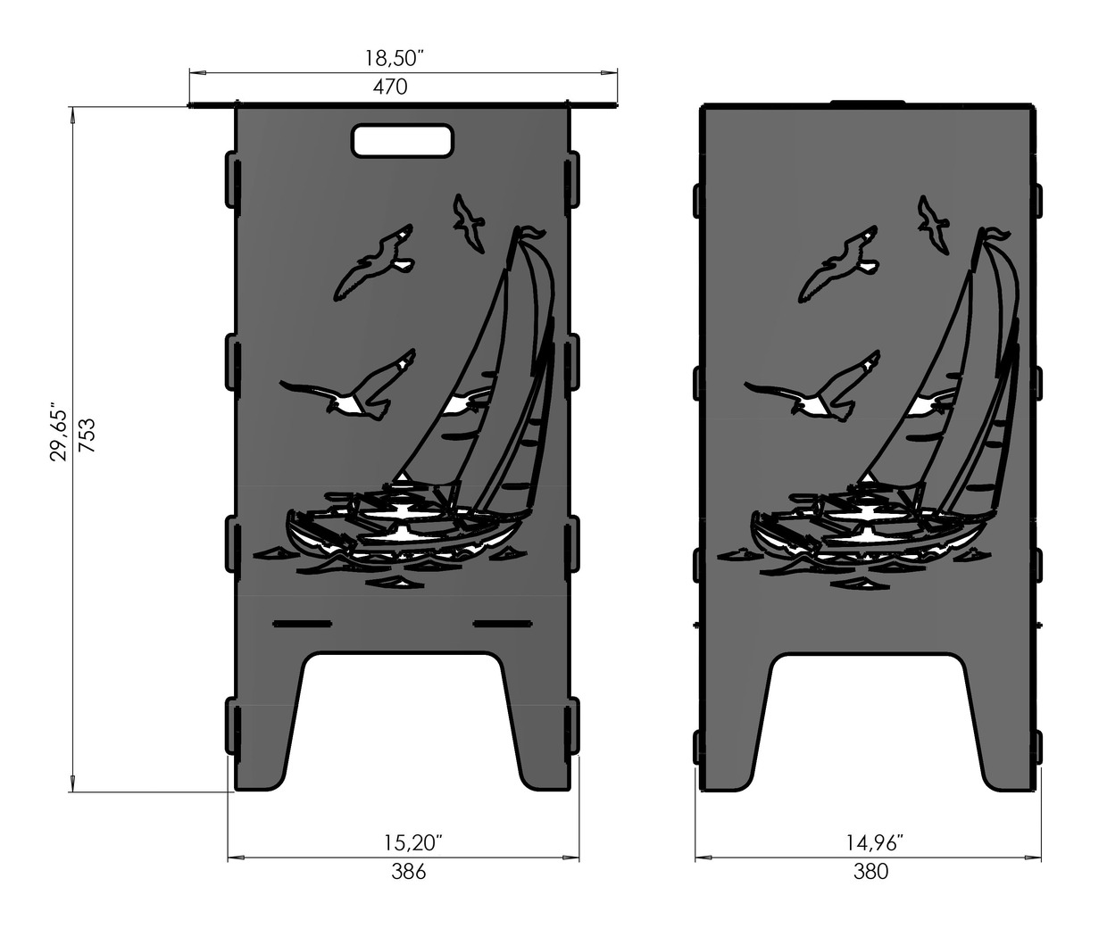 Sailboat Fire Pit Grill. DXF files for laser, plasma cutting. Фото 8