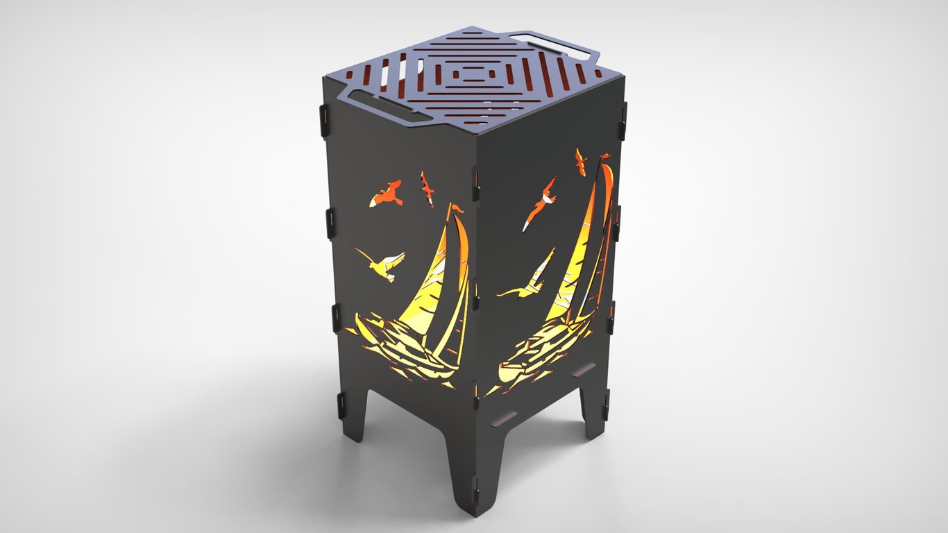 Sailboat Fire Pit Grill. DXF files for laser, plasma cutting. Фото 3