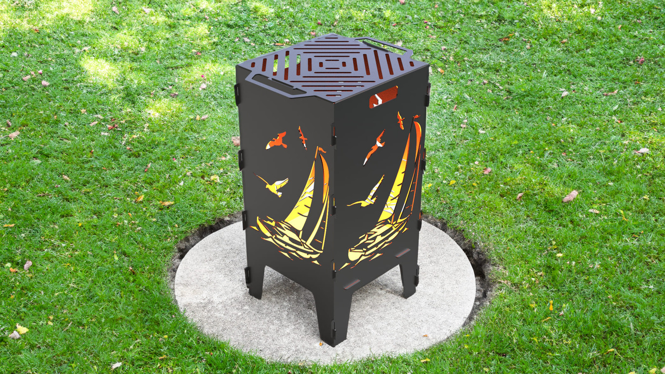 Sailboat Fire Pit Grill. DXF files for laser, plasma cutting